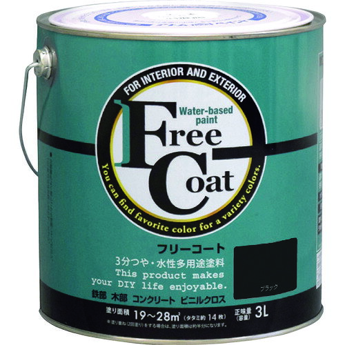 Coating, Repair, Various Materials - 【別途送料あり】アトムサポート　アトムペイント　水性フリーコート　3L　ブラック　【4個】　【品番：00001-23405】