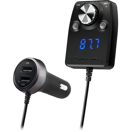 オーディオテクニカ BLUETOOTH搭載ハンズフリー機能付FMトランスミッター 【品番：AT-FMR5BT MIC BK】