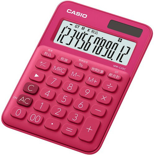 Calculators - カシオ計算機（CASIO）　カシオミニジャスト型カラフル電卓　ビビットピンク　【品番：MW-C20C-RD-N】