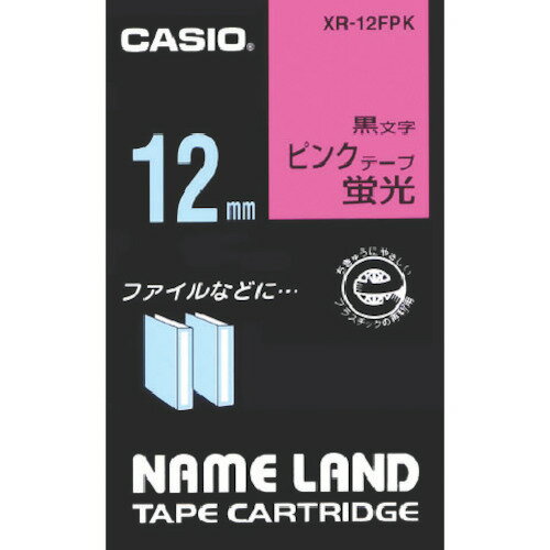 【メール便対応】カシオ計算機（CASIO）　ネームランド用蛍光ピンク色テープに黒文字12mm　【品番：XR-12FPK】