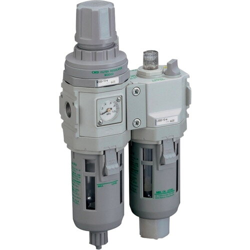 ●ろ過度5μm　設定圧力範囲0.05〜0.85MPa 質量・質量単位 ●0.97kg 【メーカー名】CKD（株） 【メーカー品番】C3010-8-W
