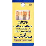 特長 ●先端が尖った刺しゅう針です。 ●布通りがとてもスムーズです。 用途 ●刺しゅうなどの手芸に。 ●太さ0.99mmX長さ44.5mm 材質 ●針：鋼 質量・質量単位 ●4.0g 【メーカー名】クロバー（株） 【メーカー品番】57-003