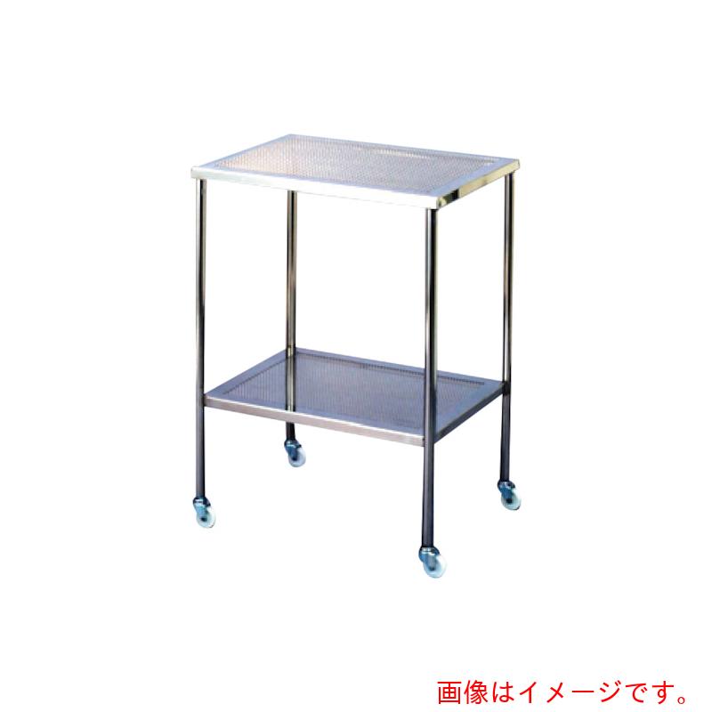 【別途送料あり】クラフトワーク　ステンレス（SUS304）パンチングワゴン　上下フラット　75パイ帯電防止ナイロンウレタンキャスター付き　W600×D450×H800　【品番：5-1-670】