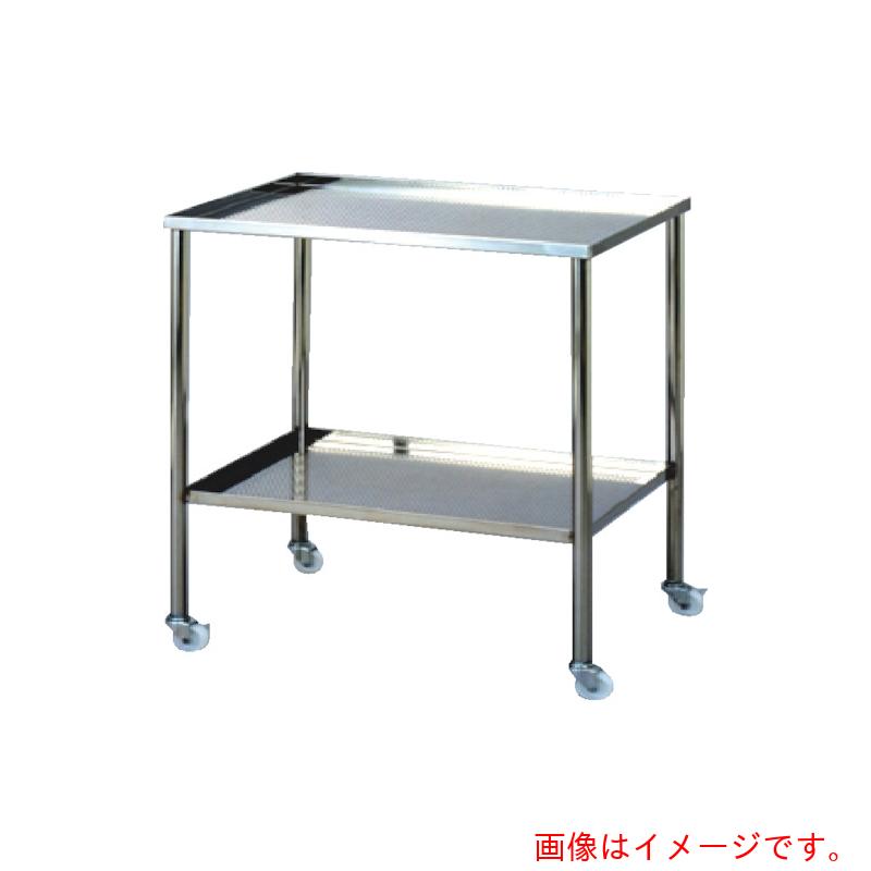 クラフトワーク　ステンレス（SUS304）パンチングワゴン　上下皿型　50パイ導電キャスター付き　W600×D450×H800　【品番：5-1-674】