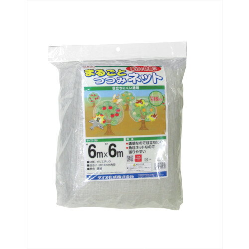特長 ●樹木を丸ごと覆うことで、鳥よけにご利用いただけます。 ●果樹や気に巣を作るような場合にご利用いただけるほか、大きなサイズを生かして池の魚の保護にも最適なネットです。 用途 ●鳥よけネット 仕様 ●色：白 ●長さ(m)：6 ●幅(m)：6 ●目合い(約)16mm 材質 ●生地：ポリエチレン 質量・質量単位 ●1077.0g 【メーカー名】（株）イノベックス 【メーカー品番】252331