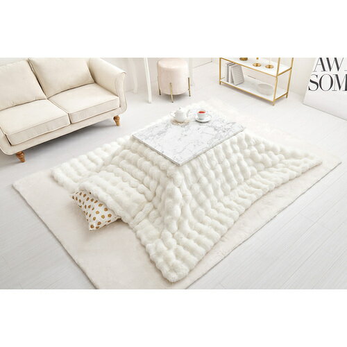 萩原　こたつ布団　ポコポコラビットファー　ルナ　正方形　190×190　アイボリー　【品番：270611410】