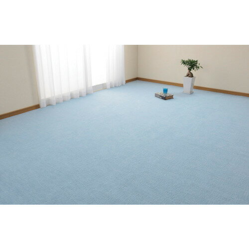 【別途送料あり】萩原　国産　抗菌効果　敷き詰め　折畳カーペット　ミーテ　【江戸間2帖】　ブルー　1..