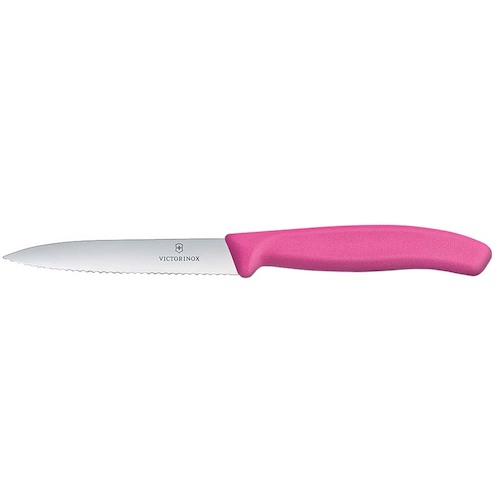 特長 ●この商品は、洗浄機対応商品です。 仕様 ●全長(mm)：214 ●刃渡り(mm)：100 ●色：ピンク ●刃形状：片刃 ●耐熱温度：100℃ ●背厚：1.2 材質 ●刃部：ステンレススチール ●ハンドル：ポリプロピレン 質量・質量単位 ●28.0g 【メーカー名】江部松商事（株） 【メーカー品番】1244800