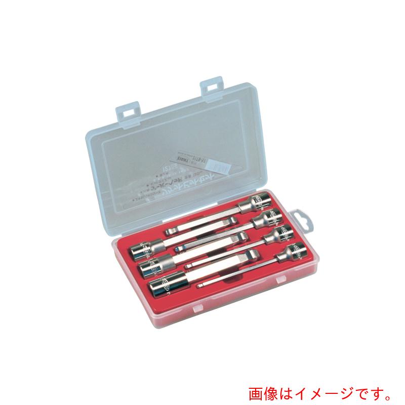 特長 ●錆び付いたボルトの弛緩等、大きな力の必要な作業が効率良く行えます。 ●テーパーヘッドは本締に使えるよう、耐久性と耐摩性を一段と向上しました。 ●従来のボールポイントに比べ10％から20％ねじり強度が高く、傾けての使用（0から20°）で特に効果を発揮します。 用途 ●六角穴付ボルト類の締結用。 仕様 ●差込角(mm)：12.7 ●セット内容(mm)：5、6、8、10 ●組入数(個)：4 材質 ●ビット:特殊合金鋼、SNCM+Vスペシャル(強化ニッケルめっき/ELアーマーめっき) ●ソケット:SCM435(クロームめっき) 質量・質量単位 ●468.0g 【メーカー名】（株）エイト 【メーカー品番】21TB-S4 【法人限定商品】※下記注意事項を事前にご確認ください。 ●この商品は送料が別途必要になります。 ●ご注文後、改めて当店より送料をご連絡させていただきます。送料のご了承をいただいてからの手配となります。（ご連絡までに数日かかる場合があります） ●手配後のキャンセル・返品・交換はできません。 ●メーカー直送、または、福山通運・西濃運輸・佐川急便でのお届けとなります。 ●配送業者の指定はできません。 ●原則法人宛（個人宅を除く）のみの配達となります。個人宅へのお届けの場合は事前にお問い合わせください。 ●お届け先の宛名または住所に法人名の記載がない場合は、法人であっても個人宅扱いとなります。 ●個人宅（法人名不記載を含む）へのお届けができない場合があります。 ●一部配送業者は平日のみの配達になります。原則時間指定はできません。 ●他メーカーとの同梱不可。 ●代金引換決済のご利用不可。
