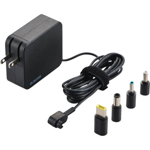 Chargers - エレコム（ELECOM）　ノートPC向けACアダプター　65W　変換Tip4種付属　ケーブル一体　2m　ブラック　【品番：ACDC-TP9565BK】