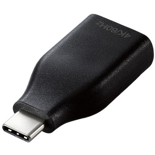 特長 ●USB Type-C(TM)コネクターを搭載した機器の映像信号を変換し、HDMI入力コネクターを搭載したディスプレイ・テレビ・プロジェクターなどに出力することができる映像変換アダプターです。 用途 ●USB Type-C(TM)コネクターを搭載した機器の映像信号を変換し、HDMI入力コネクターを搭載したディスプレイ・テレビ・プロジェクターなどに出力することができる映像変換アダプターに。 ●持ち運びに便利なコンパクトタイプで、最大4K/60Hzに対応し高解像度でなめらかな映像出力に。 仕様 ●コネクタ形状：USB Type-C(TM)プラグ-HDMI(タイプA)ポート ●規格：HDCP1.4／HDCP2.2 質量・質量単位 ●0.03kg 注意事項 ●※当製品はIC搭載のアクティブタイプです。 ●※HDMIからUSB Type-C(TM)コネクターへの変換はできません。 ●※本製品で映像出力を行う際は、出力機器がDisplayPort Alt Mode対応であることをご確認ください。 ●※接続する端末が、画面拡張・画面複製に対応している必要があります。 ●※NINTENDO SWITCH(TM)には対応していません。 【メーカー名】エレコム（株） 【メーカー品番】AD-CHDMIQDBK