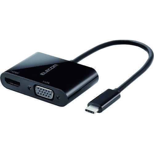 エレコム（ELECOM）　Type−C映像変換アダプタ　TypeC−HDMI＆VGA　ブラック　【品番：AD-CHDMIVGABK】