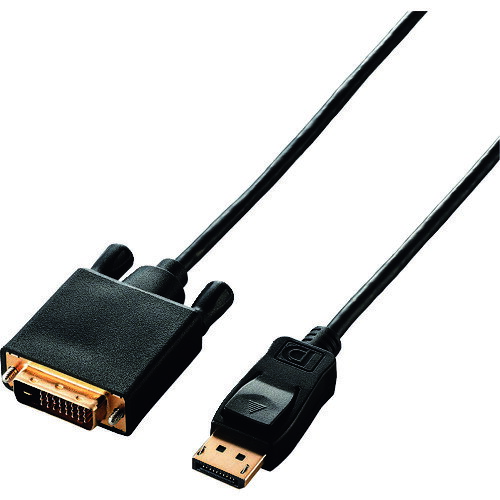 特長 ●DisplayPort端子を搭載した機器の映像信号を変換し、DVI(DVI-D 24pin)入力端子を搭載したディスプレイ・テレビ・プロジェクターなどに出力することができるDisplayPort用DVI変換ケーブルです。 ●ドライバ不要で、機器同士を接続するだけで使用可能です。 用途 ●DVI(DVI-D 24pin)入力端子搭載のディスプレイに映像を出力に。 ●DisplayPort端子を搭載したパソコンの映像信号を変換し、DVI(DVI-D 24pin)入力端子を搭載したディスプレイなどに出力することができる変換ケーブルに。 仕様 ●ケーブル長(m)：2.0 ●■対応機種：DisplayPort端子搭載のPC及びDVI端子搭載のモニター等■コネクタ形状：DisplayPortオス - DVIオス■ケーブルタイプ：ノーマルタイプ■対応解像度：1 ●920×1 ●080 60p■シールド方法：3重シールド■プラグメッキ仕様：金メッキ■ケーブル太さ：4.8mm■カラー：ブラック■環境配慮事項：EU RoHS指令準拠 (10物質) 質量・質量単位 ●0.173kg 注意事項 ●※DVI(DVI-D 24pin)からDisplayPortへの変換はできません。 ●※音声出力には対応していません。 【メーカー名】エレコム（株） 【メーカー品番】CAC-DPDVI20BK