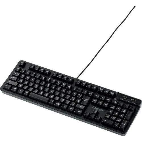 エレコム（ELECOM）　USBハブ付有線プレミアムメンブレンキーボード　メカニカルライク　USB（2．0）2ポート　ブラック　【品番：TK-FCM094HBK】