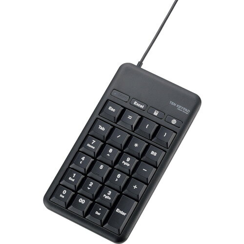特長 ●Excel、電卓ソフト、インターネットブラウザをボタン一つで起動できる3種のホットキーが付いたUSBテンキーパッドです。 ●マウスなどのUSB機器を2台まで接続できる2ポートUSB2.0ハブが付いています。 ●Excelに便利な[Esc]キー・[Tab]キーと、関数入力に便利な[=]キー・[(]キー・[)]キー、数字入力に便利な[00]キー・[BS]キーが付いています。 ●打鍵しやすい19mmのキーピッチを採用しています。 ●NumLockの状態がひと目でわかるLEDランプを装備しています。 ●専用ドライバなどのインストールが不要で、パソコンのUSBポートに接続するだけですぐに使えます。 ●最大1000万回のキーストロークに耐える丈夫なキーを採用しています。 仕様 ●色：ブラック ●インターフェース：USB ●コネクタ形状：USB[A] ●対応OS：Windows8.1、WindowsRT8.1、Windows7(SP1)、WindowsVista(SP2) ●キーピッチ(mm)：19 ●適合機種：USBインターフェイスを装備したWindowsパソコン ●適合OS：Windows8.1、WindowsRT8.1、Windows7(SP1)、WindowsVista(SP2) ●適合OS：Windows8.1、WindowsRT8.1、Windows7(SP1)、WindowsVista(SP2) ●キータイプ：メンブレン ●キー配列：27キー ●キーストローク(mm)：2.3 ●ホットキー数：3キー ●アップストリーム(パソコン側)ポート数：1 ●ダウンストリーム(HUB側)ポート数：(USB2.0)×2 ●電源方式：USBバスパワー ●供給可能電流：100mA未満/1ポート 質量・質量単位 ●143.0g 【メーカー名】エレコム（株） 【メーカー品番】TK-TCM015BK