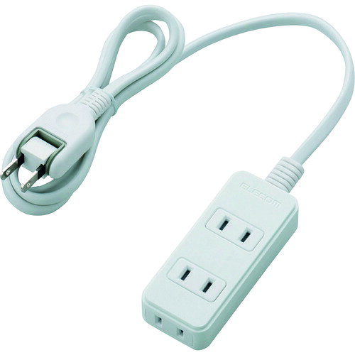 特長 ●電源タップの基本性能をしっかり搭載しました。 ●オフィスやご家庭など、さまざまなシーンで使いやすいスタンダードな電源タップです。 仕様 ●コンセント数：3個口 ●ケーブル長(m)：1 ●色：ホワイト ●幅(mm)：39 ●奥行(mm)：92 ●高さ(mm)：22.5 ●コード長さ(m)：1.0 ●本体差込口形状：2ピン ●プラグ仕様：2ピン ●定格：125V・15A・1500W ●絶縁キャップ付きプラグ：○ ●二重被ふく：○ ●スイングプラグ：○ ●電気用品安全法：PSE適合 材質 ●本体：ABS樹脂 ●プラグ：PVC ●差込口：ユリア樹脂 質量・質量単位 ●156.0g 注意事項 ●※本製品は日本国内の電源を想定して設計されていますので、日本国外ではご使用いただけません。 【メーカー名】エレコム（株） 【メーカー品番】T-S02N-2310WH