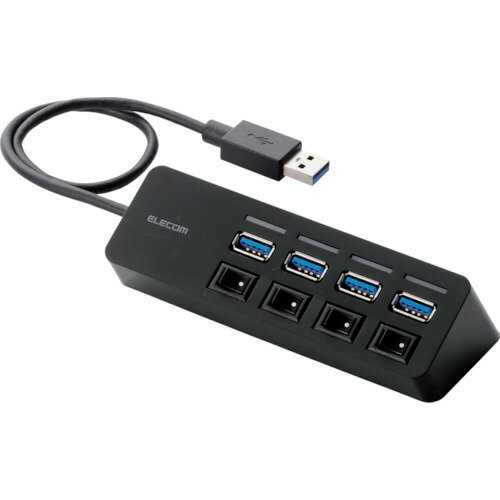 エレコム（ELECOM） 4ポートUSB3．0ハブ マグネット・個別スイッチタイプ ブラック 【品番：U3H-S418BBK】