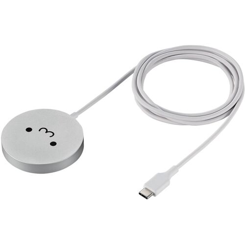 特長 ●マグネットでQi2対応スマートフォンに固定するだけで高速充電できる、Qi2規格対応のワイヤレス充電器です。 用途 ●マグネットでQi2対応スマートフォンに固定するだけで高速充電できる、Qi2規格対応のワイヤレス充電器です。 ●マグネットで背面にぴったりくっつくため、ワイヤレス充電中のスマホ操作も楽にできます。 ●最大出力は15Wです。 ●かわいいしろちゃんモデルです。 仕様 ●色：しろちゃん(シルバー×ブラック) ●ケーブル長(m)：約1.5m ●定格入力：最大5V/3Aまたは9V/2.2A(USB Power Delivery対応) ●定格出力：5W/7.5W/15W ●本体外形寸法：直径約60mm×高さ約9mm ※ケーブル除く 質量・質量単位 ●65.0g 注意事項 ●※厚さ3mm以下のケースおよびワイヤレス充電対応ケースを付けたまま充電することも可能です。 ●またマグネットでの固定は対応ケースのみ可能です。 ●ただし、左記に該当してもその仕様や条件によっては充電できない場合があります。 ●※本製品をご利用いただくには出力USB Power Delivery 20W以上に対応したUSB出力アダプターを別途ご用意ください。 ●※充電対応機種はエレコムHPの対応表をご確認ください。 【メーカー名】エレコム（株） 【メーカー品番】W-MA04WF
