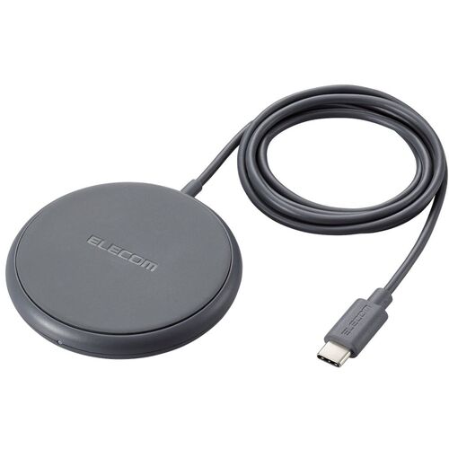 特長 ●スマートフォンを置くだけで5Wで充電ができる、Qi規格対応ワイヤレス充電器です。 用途 ●対応スマートフォンを置くだけで充電ができる、Qi規格対応ワイヤレス充電器です。 ●天面に滑り止めパッドを配置し、スマートフォン本体への傷やバイブレーションによる滑り落ちを抑制します。 ●スマートフォンを縦に置いても横に置いてもLEDで動作確認ができます。 ●最大出力は5Wです。 仕様 ●色：ダークグレー ●ケーブル長(m)：約1m ●対応機種：5W(BPP)のQi規格ワイヤレス充電に対応した機器 質量・質量単位 ●63.4g 注意事項 ●※厚さ3mm以下のケースをつけたまま充電することも可能ですが、3mm以下のケースであっても、その仕様や条件によっては充電できない場合があります。 ●※本製品にはUSB出力アダプター(AC充電器など)は付属しておりません。 ●本製品をご利用いただくには出力5V/2A以上のUSB出力アダプターを別途ご用意ください。 ●※機種によっては充電完了時にLEDの色が変化しない場合があります。 【メーカー名】エレコム（株） 【メーカー品番】W-QA25DGY