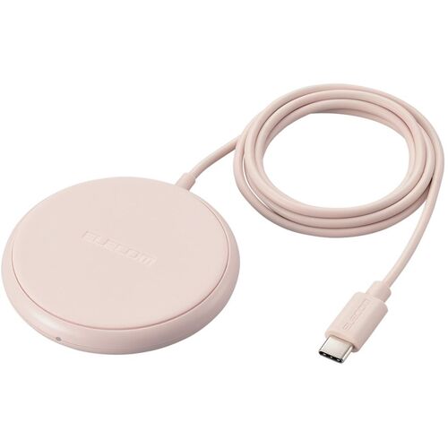 【メール便対応】エレコム（ELECOM）　Qi規格対応ワイヤレス充電器　5W　卓上　ケーブル一体　1m　ピンク　【品番：W-QA25PN】