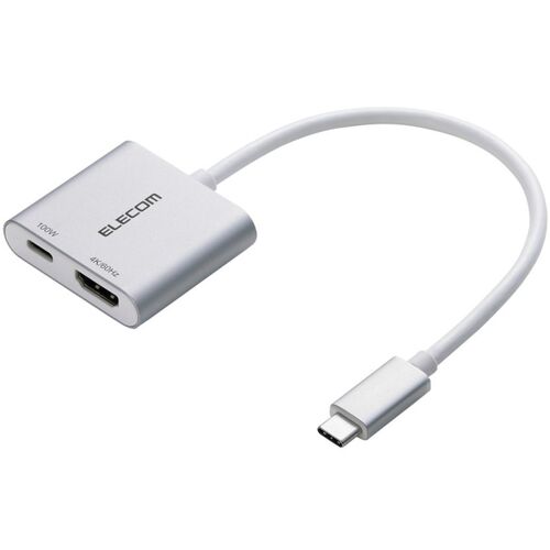 【メール便対応】エレコム（ELECOM）　Type−C映像変換アダプタ　TypeC−HDMI＆給電ポート　100W給電　シルバー　【品番：MPA-CHDMI100SV】
