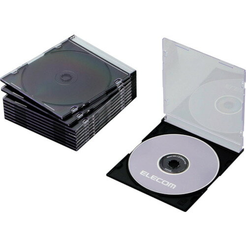 エレコム（ELECOM）　CD・DVD・Blu−rayスリムプラケース　1枚収納ブラック10枚入　【品番：CCD-JSCS10B..