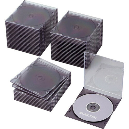 エレコム（ELECOM）　CD・DVD・Blu−rayスリムプラケース　1枚収納ブラック50枚入　【品番：CCD-JSCS50CBK】
