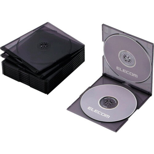 エレコム（ELECOM）　CD・DVD・Blu−rayスリムプラケース　2枚収納ブラック10枚入　【品番：CCD-JSCSW10CBK】