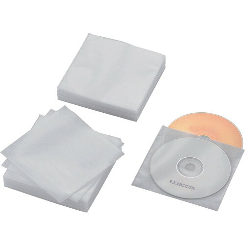 エレコム（ELECOM）　CD・DVD不織布ケース　120枚収納／両面　60枚入り　ホワイト　【品番：CCD-NWB120WH】