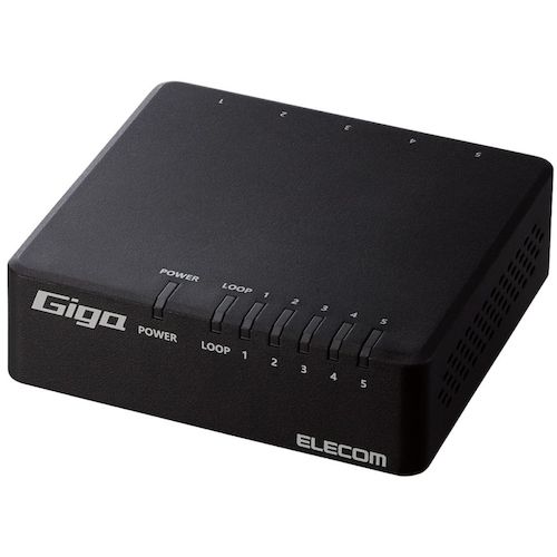 切换集线器 - エレコム（ELECOM）　Giga対応スイッチングHub　5ポート　磁石付き　プラスチック筐体　電源外付　ブラック　【品番：EHC-G05PA4-JB】