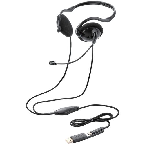 エレコム（ELECOM）　モバイルヘッドセット　両耳ネックバンド　約1．2m　30mmドライバー　Type−C端子　【品番：HS-NB11SCBK】