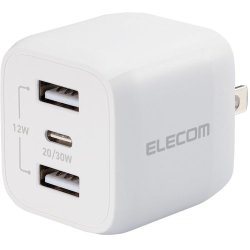 エレコム（ELECOM）　AC充電器　USB　PD対応　32W　USB−C1ポート　USB−A2ポート　ホワイト　【品番：MPA-ACCP4032WH】
