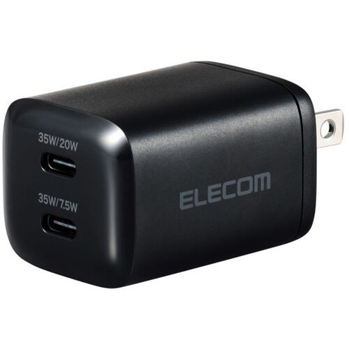 特長 ●iPhone・iPad(Lightning対応)などに直接挿して充電できるモバイルバッテリーです。 用途 ●iPhone(Lightning対応)に直接挿して充電できるモバイルバッテリーです。 ●MacBook Airに同梱の電源アダプターと比較し50%以上コンパクトに。 ●USB Power Delivery 35Wで充電でき、モバイルノートパソコンなどの高速充電にも便利です。 仕様 ●色：ブラック ●ポート数：USB Type-Cポート×2 ●幅(mm)：45.5 ●奥行(mm)：34.4 ●高さ(mm)：29.8 ●定格入力：AC100〜240V、50/60Hz、1.2A ●定格出力：単独接続時:USB Type-C1ポート/USB Type-C2ポート最大出力35W、PPS最大出力30W、2ポート同時接続時:合計最大出力27.5W、USB Type-C1ポート最大出力20W、USB Type-C2ポート最大出力7.5W ●対応機種：iPhone 14シリーズまでのモデルなどLightningポートで充電する小型電子機器 ●2ポート同時接続時、合計最大27.5Wまでの出力で充電・給電可能な機器とその組み合わせ。 質量・質量単位 ●71.0g 注意事項 ●※スマートフォンへ優先的に充電されます。 ●※充電ケーブルは同梱していません。 ●別途ご用意ください。 ●※USB Type-C・Lightning・Micro-B以外の端子に変換するケーブルや変換アダプターを使用すると、給電(充電)できない場合や、充電が遅くなる場合があります。 【メーカー名】エレコム（株） 【メーカー品番】MPA-ACCP9335BK