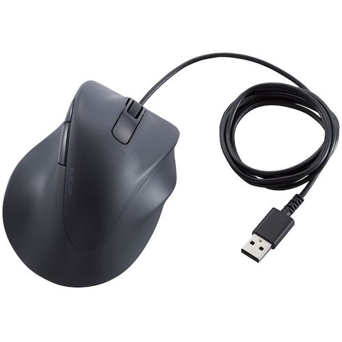 Optical Mouse - エレコム（ELECOM）　マウス　EX−G　右手専用　XLサイズ　有線　5ボタン　抗菌　静音設計　ブラック　【品番：M-XGXL30UBSKBK】