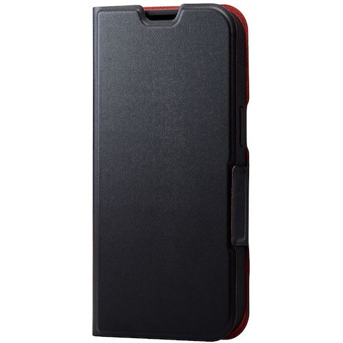 【メール便対応】エレコム（ELECOM） iPhone14用レザーケース 手帳型 薄型 磁石付き ブラック 【品番：PM-A22APLFUBK】