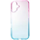 【メール便対応】エレコム(ELECOM) iPhone16用ソフトケース グラデーションカラー Meliano サクラ×アクア 【品番:PM-A24AUCWCPNBU】