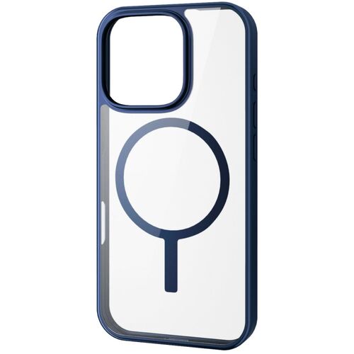 【メール便対応】エレコム（ELECOM）　iPhone16Pro用ハイブリッドケース　フレームカラー　MAGKEEP　ネイビー　【品番：PM-A24CMAG03NV】