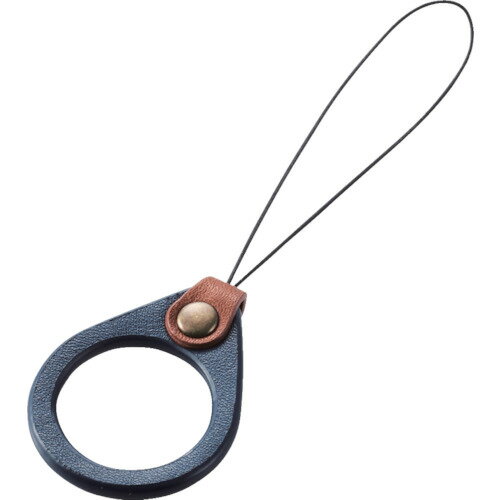 【メール便対応】エレコム（ELECOM）　スマートフォン用フィンガーストラップ（ソフトレザー）　ネイビー　【品番：P-STF03BU】