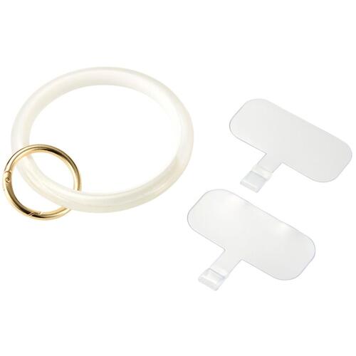 【メール便対応】エレコム（ELECOM） スマホハンドストラップ ストラップホールシート付（2枚） 樹脂素材リング ＆me クリア ホワイト 【品番：P-STHCRWH】