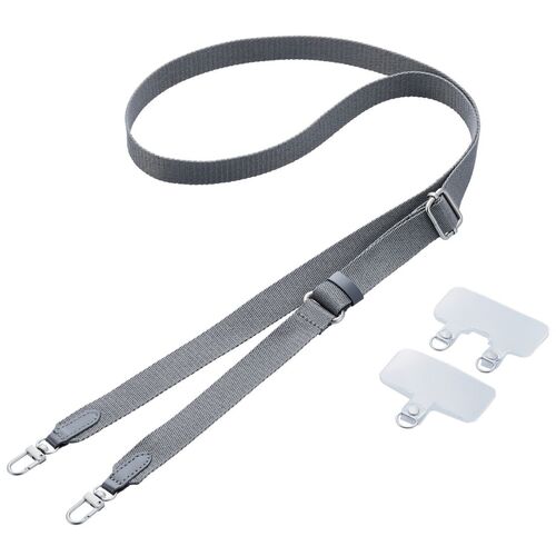 エレコム（ELECOM）　スマホショルダーストラップ　ストラップホールシート付属　フラット型　ブラック　【品番：P-STSDH2FBK】