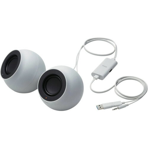 Bookshelf Speakers - エレコム（ELECOM）　PC用2．0chスピーカー　Stina　4．4W　USB接続　直径3．5mm　ホワイト　【品番：SP-P10CUWH】