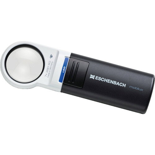 特長 ●顕微鏡と同様、特に高倍率検査が手軽にできます。 ●LEDランプ内蔵型なのでどこでも明るくはっきりした像が得られます。 用途 ●一般検査用。 仕様 ●倍率(倍)：7 ●レンズ寸法(mm)：φ35 ●全長(mm)：130 ●替ランプ：交換不可 ●電源(V)：単3乾電池×2本(付属) ●電源：単3乾電池×2本(付属) 材質 ●本体:ABS樹脂 ●レンズ:PXM光学樹脂 質量・質量単位 ●86.0g セット内容・付属品 ●単三電池×2本 ●輝度調節キャップ（イエロー・オレンジ・ブライト） ●専用レンズキャップ 【メーカー名】エッシェンバッハ 【メーカー品番】1511-7