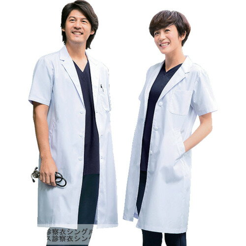 フォーク（FOLK）　男子シングル研究衣　半袖　L　【品番：1532PO-1-L】