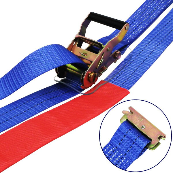 ●ラチェットバックル式ワンピースのラッシングベルト、握り易いバックルと柔軟強度な繊維ベルトで荷に優しく簡単安全に荷締め作業ができます。 ●トラックの荷物運搬に大人気の「FREAKラッシングベルト LBA50RH1000 シリーズ」使用頻度も高く安価で何度も使えるおすすめの荷締め機です。 【用途】 ●トラック・陸海運業界・パレットなどの運搬、荷崩れ防止はもちろん、オートバイ・アウトドア・スポーツ用品の搬送にも最適。 ●近年発生の多い地震やゲリラ豪雨・台風の安全対策グッズとしてもお勧めです。 【仕様】 ●型式： LBA50RH1000 ●バックル形状： ラチェット式 ●先端形状： レール ●最大使用荷重： 1000kgf ●破断荷重： 2000kgf ●安全係数： 2（最大使用荷重×2＝破断荷重） ●ベルトサイズ： 幅50mm×固定側長さ1m＋巻取側長さ4m ●ベルト材質： ポリエステル100％ ●付属品： 保護スリーブ×2、バックルプロテクター×1 ●欧州CE規格＋GS＆TUVマーク取得商品 ●生産物賠償責任保険（PL保険）付 ※商品改良の為、仕様・外観は予告なく変更する場合があります。 【安全上のご注意】 1、誤った操作や日頃の点検を怠れば、荷の落下など危険な状態になります。 2、使用方法・使用荷重を考慮し、余裕のある製品を選定してください。 3、本製品で玉掛作業はできません。 4、本製品は、化学薬品用ならびに耐熱用ではありません。 5、付属の説明書をいつでも読めるように保管し、熟読してからご使用ください。 6、注意事項を守らず、誤った使用上の事故や損害について、当社は一切の責任を負いません。 【メーカー名】（株）フリーク 【メーカー品番】75366