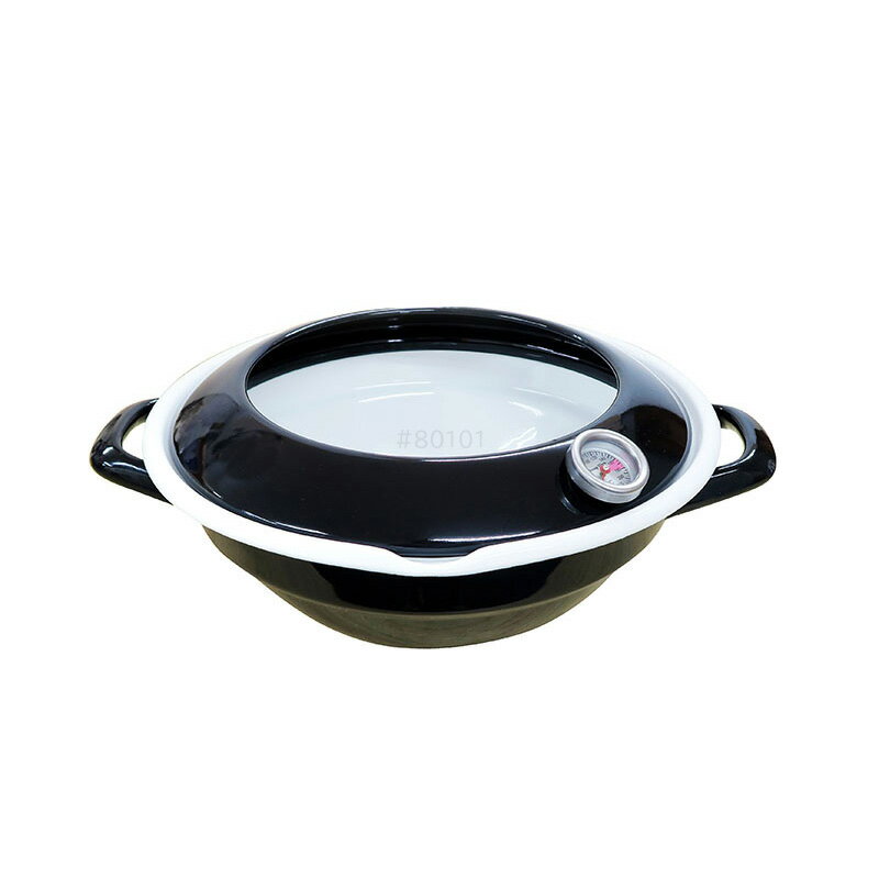 富士ホーロー　24cm天ぷら鍋（温度計付き）　ブラック　【品番：TP-24.BK】