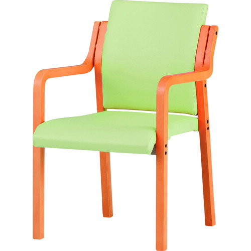楽天住設プロ　楽天市場店【別途送料あり】藤沢工業　TOKIO　木製スタッキングチェア　肘付き　FVM−6AL　リーフグリーン　【品番：FVM-6AL-LGE】