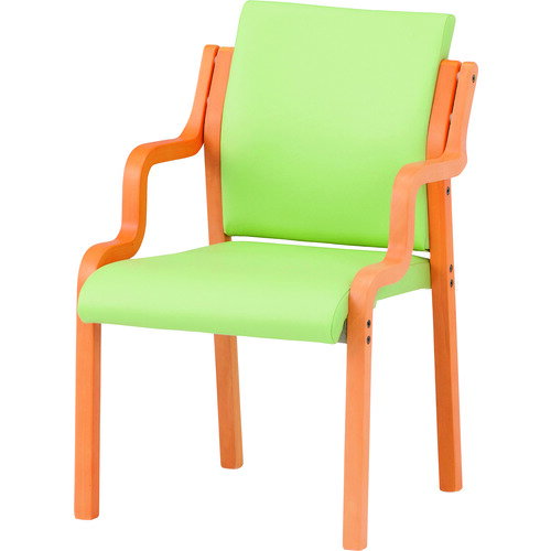 楽天住設プロ　楽天市場店【別途送料あり】藤沢工業　TOKIO　木製スタッキングチェア　肘付き　FVM−7AL　リーフグリーン　【品番：FVM-7AL-LGE】