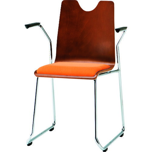 【別途送料あり】藤沢工業　TOKIO　リフレッシュチェア　ループ脚肘付　オレンジ　【品番：RMH-L2A OR】