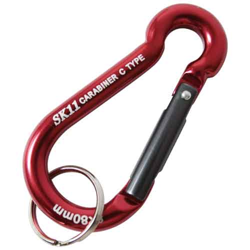 【メール便対応】藤原産業　SK11　アルミカラビナ C SAC-880Cレッド　【品番：4977292116039】