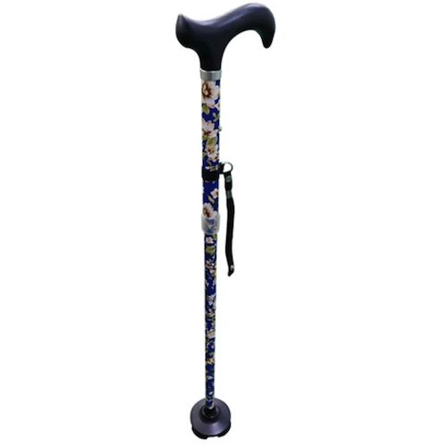 グリーンクロス　松葉杖　シニア用ステッキ　5段伸縮　一本杖　4点杖　自立式　杖先回転　折り畳める　..